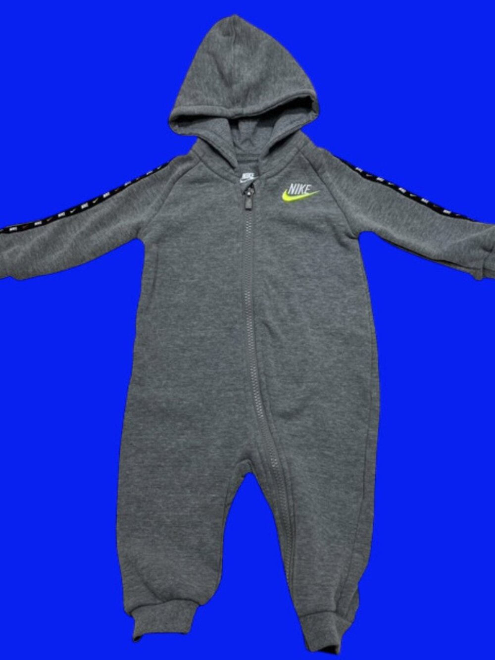 NIKE Hooded Fleece Gray Jumpsuit Coverall Zip Baby Boy 9 Months Clothes Outfit